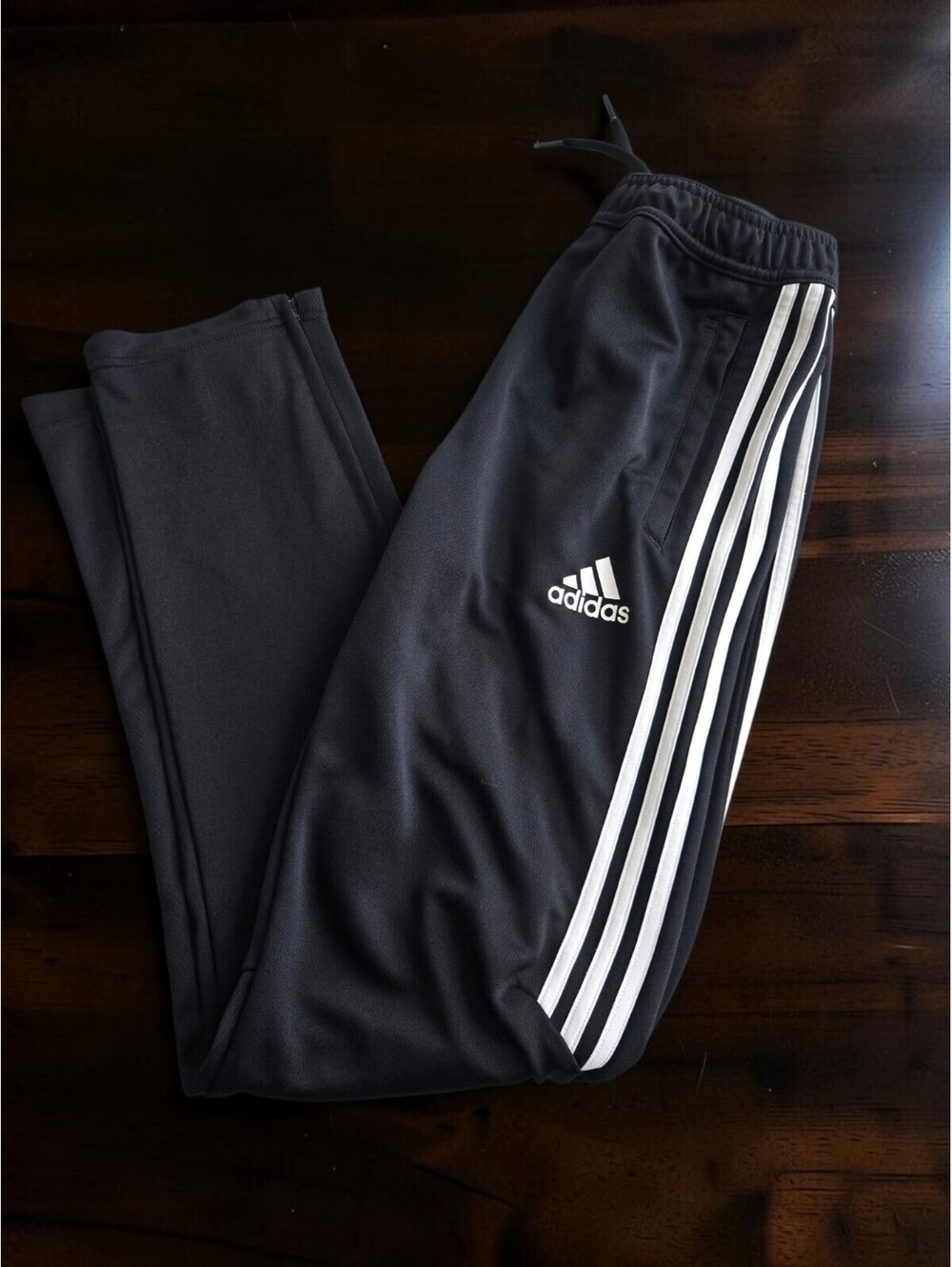 Adidas Climacool Black Athletic Track Pants with White Stripes - Size XL